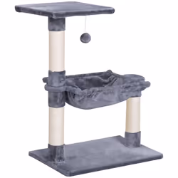 PawHut Cat Activity Tree Kitten Play Tower Palace Two-Tier Scratching Grey - Additional view 8