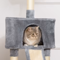 PawHut Corner Cat Tree Tower for Indoor Cats with Scratching Post, Condo, Grey - Additional view 6
