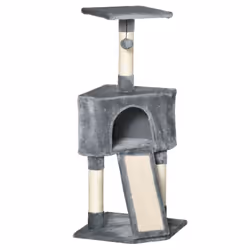 PawHut Corner Cat Tree Tower for Indoor Cats with Scratching Post, Condo, Grey - Additional view 8