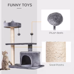 PawHut 81cm Cat Tree Kitten Large Cats Tower Activity Centre Scratch Post Grey - Additional view 4