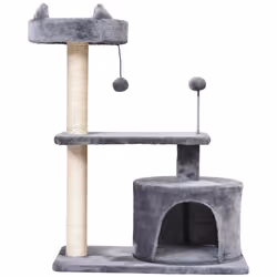 PawHut 81cm Cat Tree Kitten Large Cats Tower Activity Centre Scratch Post Grey - Additional view 6