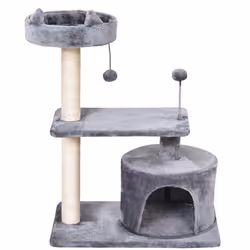 PawHut 81cm Cat Tree Kitten Large Cats Tower Activity Centre Scratch Post Grey - Additional view 7