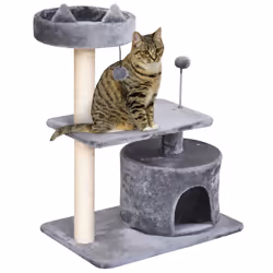PawHut 81cm Cat Tree Kitten Large Cats Tower Activity Centre Scratch Post Grey - Additional view 8