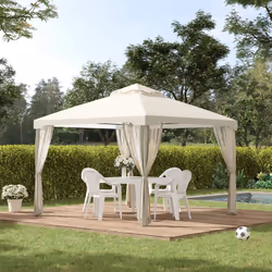 Outsunny 3 x 3 m Metal Gazebo Garden Outdoor 2-Tier Roof Marquee Party White