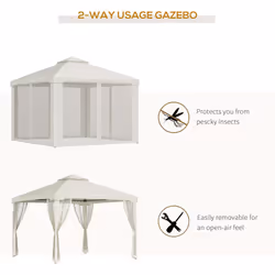 Outsunny 3 x 3 m Metal Gazebo Garden Outdoor 2-Tier Roof Marquee Party White