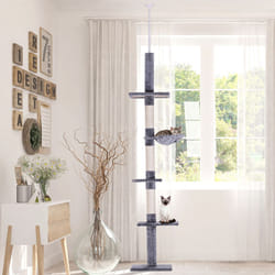 PawHut Floor to Ceiling Cat Tree for Indoor Cats 5-Tier Kitty Tower Grey