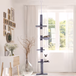PawHut Floor to Ceiling Cat Tree for Indoor Cats 5-Tier Kitty Tower Grey - Additional view 7