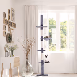 PawHut Floor to Ceiling Cat Tree for Indoor Cats 5-Tier Kitty Tower Grey - Additional view 9
