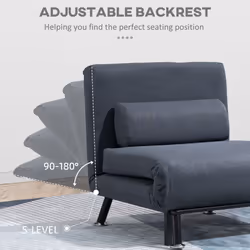 HOMCOM Folding 5 Position Convertible Sleeper Chair Sofa Bed Dark Grey - Additional view 10