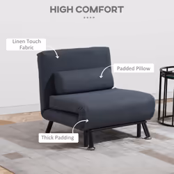 HOMCOM Folding 5 Position Convertible Sleeper Chair Sofa Bed Dark Grey - Additional view 11