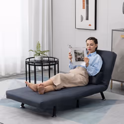 HOMCOM Folding 5 Position Convertible Sleeper Chair Sofa Bed Dark Grey - Additional view 5