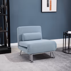 HOMCOM Linen Folding 5 Position Convertible Sleeper Chair Bed, Blue