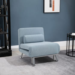 HOMCOM Linen Folding 5 Position Convertible Sleeper Chair Bed, Blue