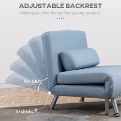 HOMCOM Linen Folding 5 Position Convertible Sleeper Chair Bed, Blue