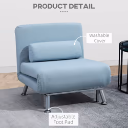 HOMCOM Linen Folding 5 Position Convertible Sleeper Chair Bed, Blue - Additional view 5