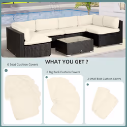 Outsunny Garden Rattan Sofa Set Polyester Cover Replacement No Cushion Cream