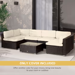Outsunny Garden Rattan Sofa Set Polyester Cover Replacement No Cushion Cream - Additional view 4