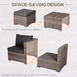 Outsunny 8pc Outdoor Patio Furniture Set Weather Wicker Rattan Sofa Chair Grey - Additional view 4