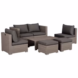 Outsunny 8pc Outdoor Patio Furniture Set Weather Wicker Rattan Sofa Chair Grey - Additional view 8