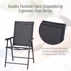 Outsunny 2-PCS Garden Armchairs Outdoor Patio Folding Modern Furniture Black