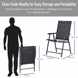 Outsunny 2-PCS Garden Armchairs Outdoor Patio Folding Modern Furniture Black
