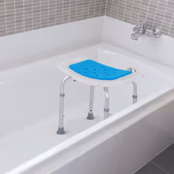 HOMCOM Adjust Aluminium Bath Stool Spa Chair Non-Slip w/ Shower Hole, Blue