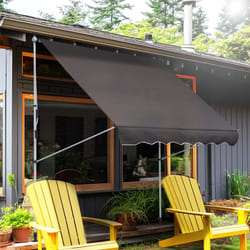 Outsunny 2x1.5m Manual Retractable Patio Awning Floor- to-ceiling Shade - Grey