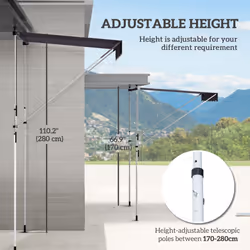 Outsunny 2x1.5m Manual Retractable Patio Awning Floor- to-ceiling Shade - Grey