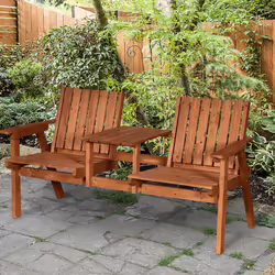 Outsunny 2-Seater Garden Bench Patio Antique Loveseat with Armrest, Steel Orange