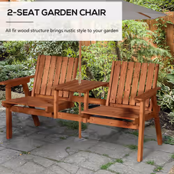 Outsunny 2-Seater Garden Bench Patio Antique Loveseat with Armrest, Steel Orange