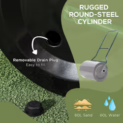 60L Steel Garden Roller Push Pull w/ Fillable Cylinder Water Rolling Drum - Additional view 6