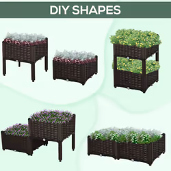 Outsunny 2-piece Elevated Flower Bed Vegetable Herb Planter Plastic, Brown - Additional view 5