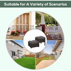 Outsunny 2-piece Elevated Flower Bed Vegetable Herb Planter Plastic, Brown - Additional view 6