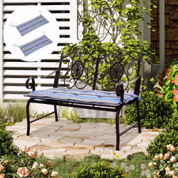 Outsunny 2 Pieces Replacement Cushions for Garden Bench, with Strips, Blue