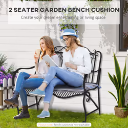 Outsunny 2 Pieces Replacement Cushions for Garden Bench, with Strips, Blue