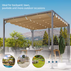 Outsunny Metal Pergola Patio Sun Shelter Grape Tent Retractable Canopy UV Cut - Additional view 4