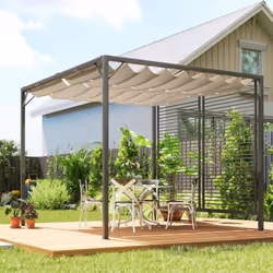 Outsunny Metal Pergola Patio Sun Shelter Grape Tent Retractable Canopy UV Cut - Additional view 8