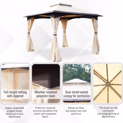 Outsunny 3x3(m) Patio Gazebo with Vented Roof and Mesh Sidewall