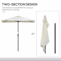 Outsunny 2.3m Garden Balcony Half Round Umbrella Metal Parasol Umbrella Beige