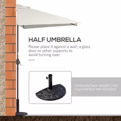 Outsunny 2.3m Garden Balcony Half Round Umbrella Metal Parasol Umbrella Beige - Additional view 4