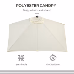 Outsunny 2.3m Garden Balcony Half Round Umbrella Metal Parasol Umbrella Beige - Additional view 5