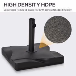 Outsunny 20KG Square Patio Parasol Base, Fits Î¦32mm,Î¦38mm,Î¦48mm Pole - Black