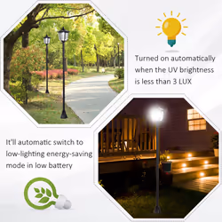 Outsunny Solar Torch Lights Outdoor Garden with 6 LED Auto On/Off 6-8 Hours - Additional view 4