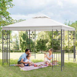 Outsunny 3m x 3m Outdoor Decorative Garden Gazebo Canopy Steel Frame - Cream