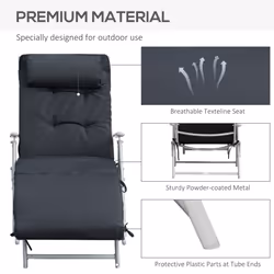 Outsunny Sun Lounger Recliner Foldable Padded Seat Adjustable Texteline Black - Additional view 5