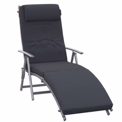 Outsunny Sun Lounger Recliner Foldable Padded Seat Adjustable Texteline Black - Additional view 8