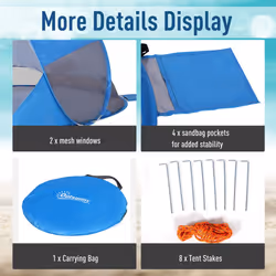 Outsunny Portable Automatic Pop Up Beach Tent Outdoor Camp Shelter Blue - Additional view 4