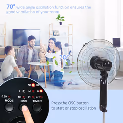 HOMCOM Oscillating Floor Fan Indoor Air Tower Standing W/ RC, 3 Speed & 7.5-Hour - Additional view 4