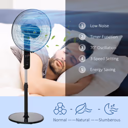 HOMCOM Oscillating Floor Fan Indoor Air Tower Standing W/ RC, 3 Speed & 7.5-Hour - Additional view 6
