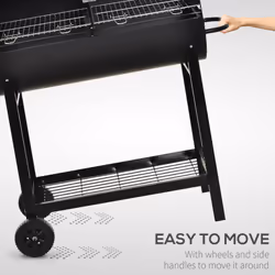 Outsunny Trolley Portable Outdoor Charcoal BBQ Grill Cart 2 Rolling Wheels Black